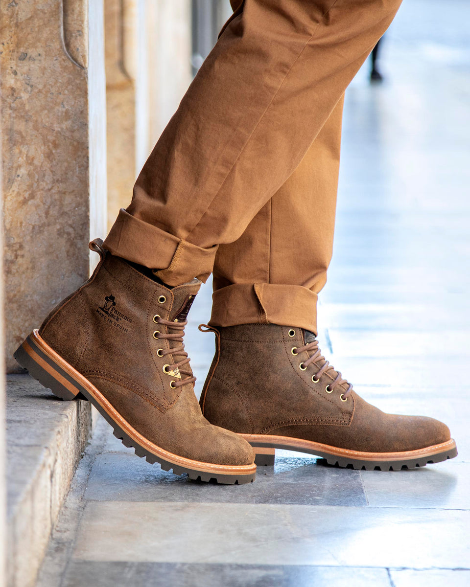 Panama Jack Emery Igloo Uomo Stivali In Nubuck Marrone, Fodera In Pelle Di Pecora, Suola Gomma, Taglia 45 EU - Fatto In Spagna