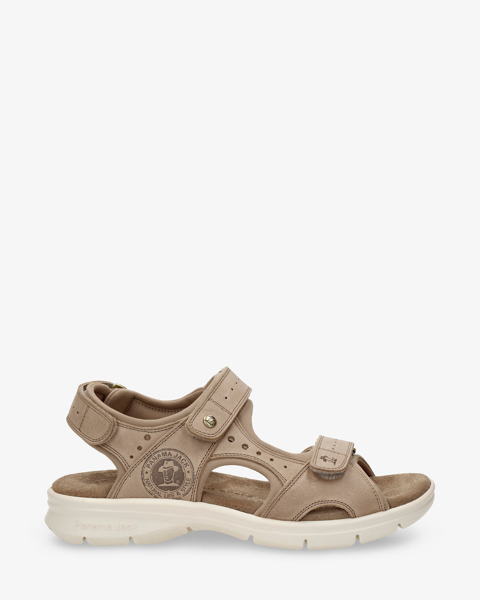 Sandales Homme Panama Jack Salton - Cuir Velours Camel - Semelle PU 4 Cm - Fabriqué En Espagne
