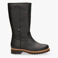 Bambina Igloo botas de piel con forro interior de pelo natural. negro