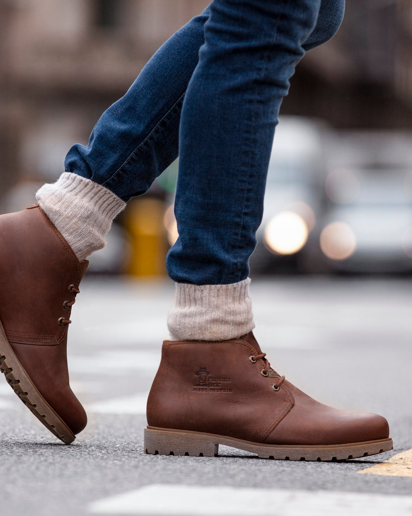 Bota Panama botines de piel con forro interior de piel. cuero