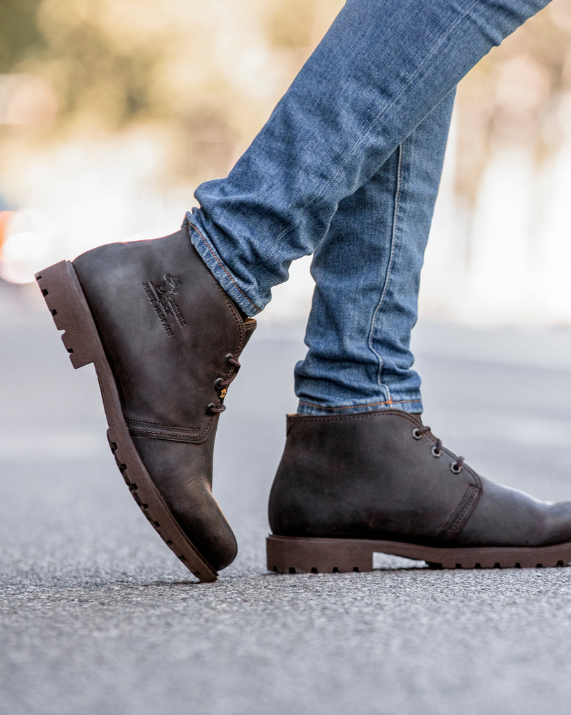 Bota Panama botines de piel con forro interior de piel. marron