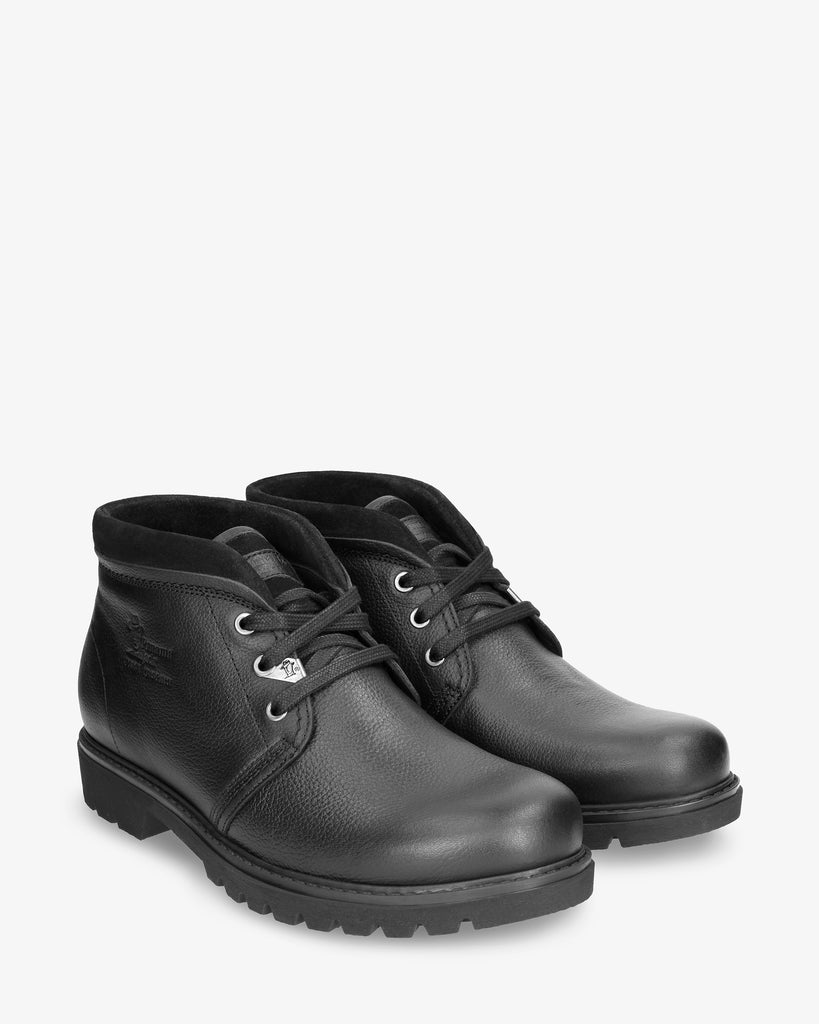 Bota Panama Tor botín de piel con forro interior de piel. negro
