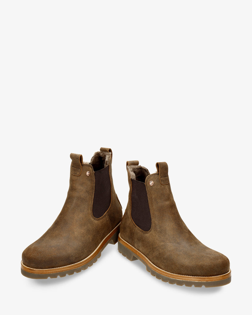 Burton Igloo botines de piel con forro interior de pelo natural. marron