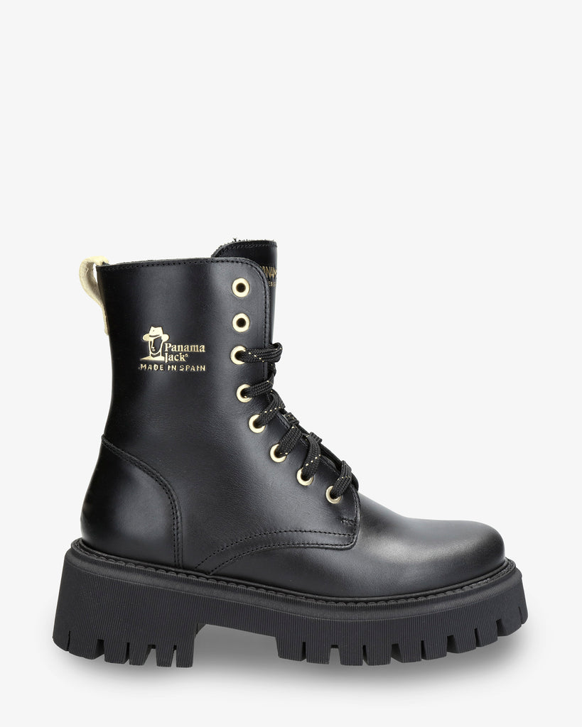 Carlyn botas de piel con forro interior de pelo. negro