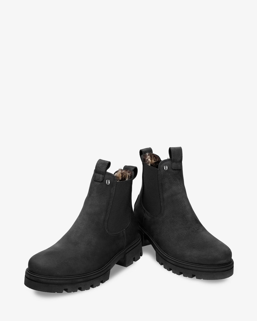 Chris botines de piel con forro interior de pelo. negro