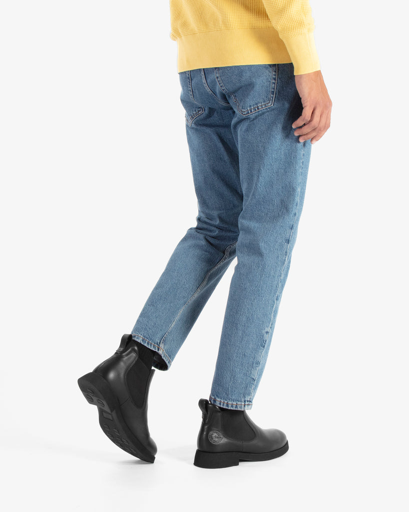 Edwin Igloo botines de piel con forro interior de pelo natural. negro