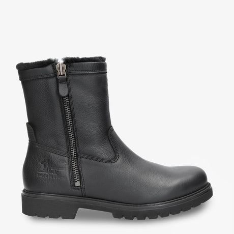 Faruk Igloo botas de piel con forro interior de pelo natural. negro