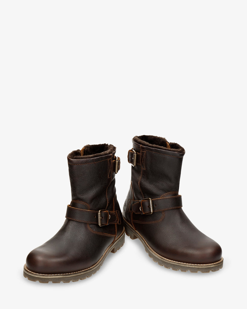 Faust botas de piel con forro interior de pelo. castaño