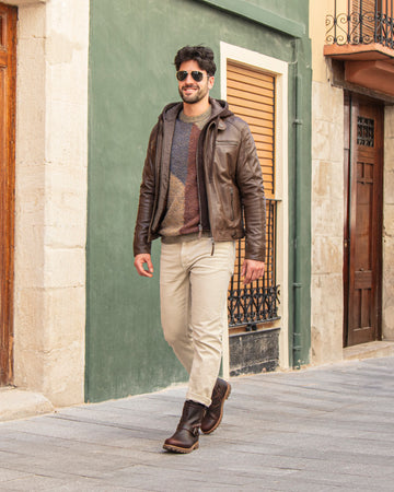 Faust botas de piel con forro interior de pelo. castaño