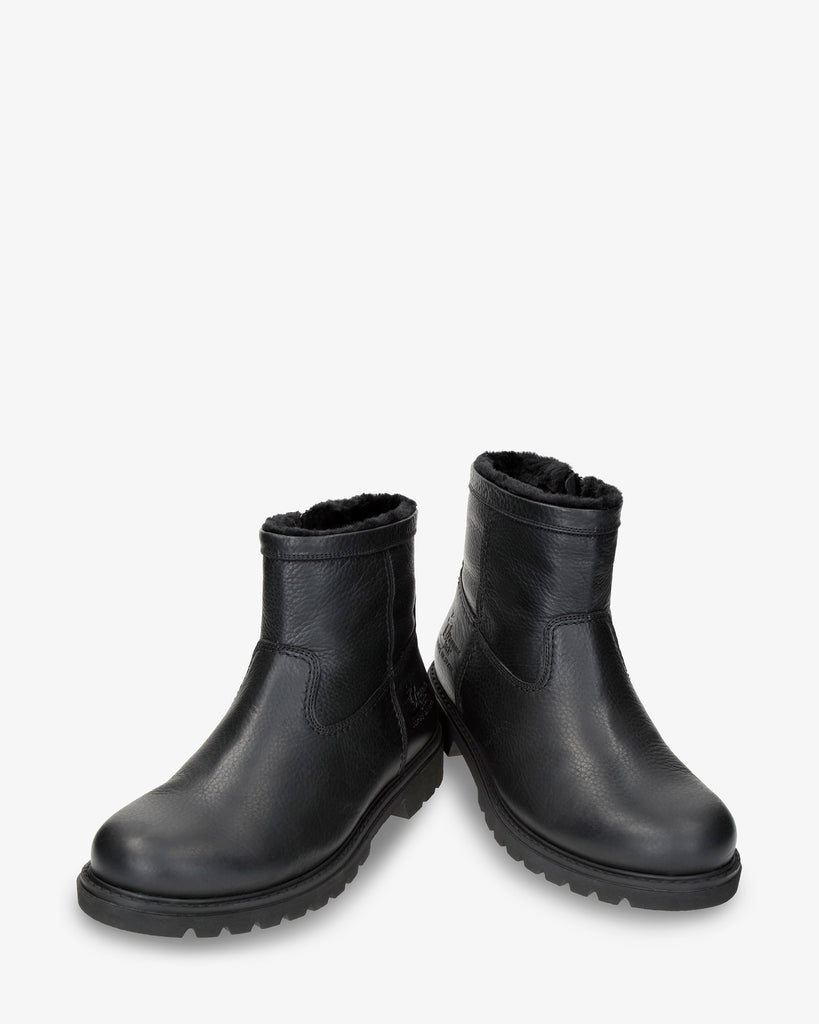 Fedrik botas de piel con forro interior de pelo. negro