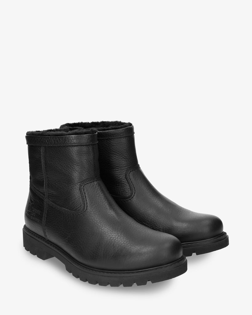 Fedrik botas de piel con forro interior de pelo. negro