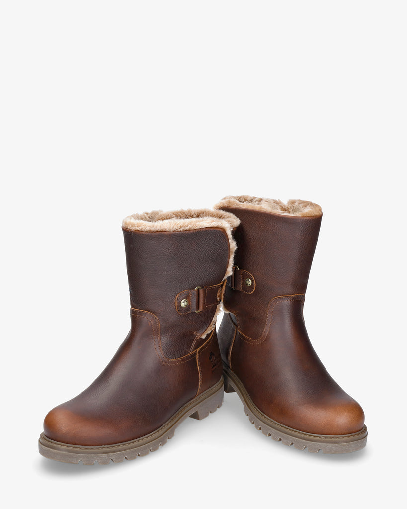 Felia botas de piel con forro interior de pelo. castaño