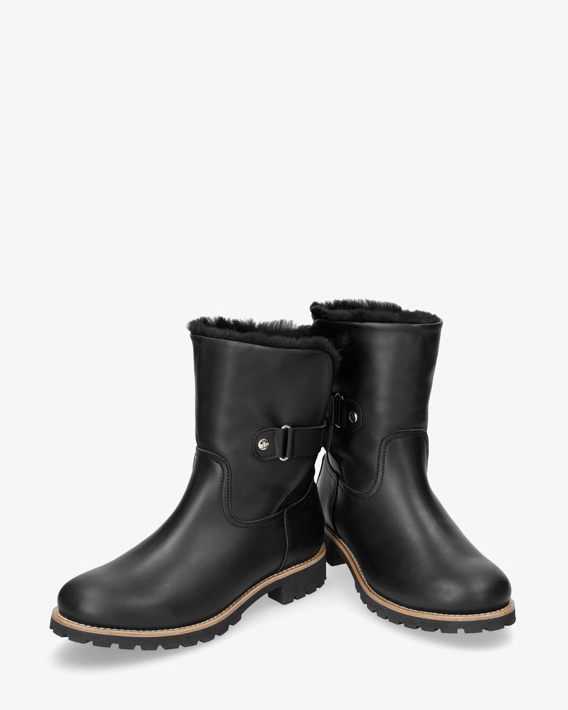 Felia Igloo Trav botas de piel con forro interior de pelo natural. negro