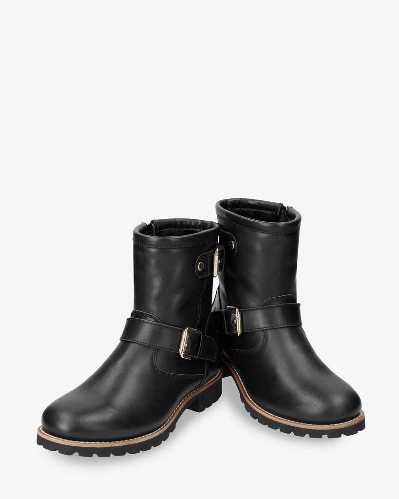 Felina Igloo Trav botas de piel con forro interior de pelo natural. negro