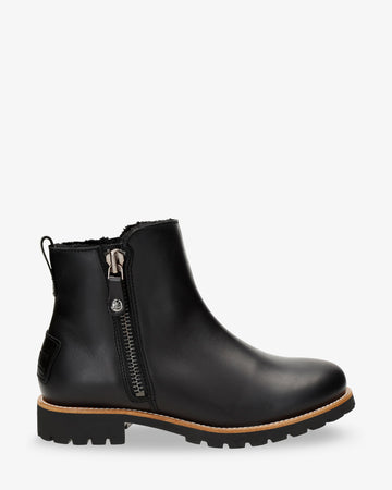 Fiore Igloo Trav botas de piel con forro interior de pelo natural. negro