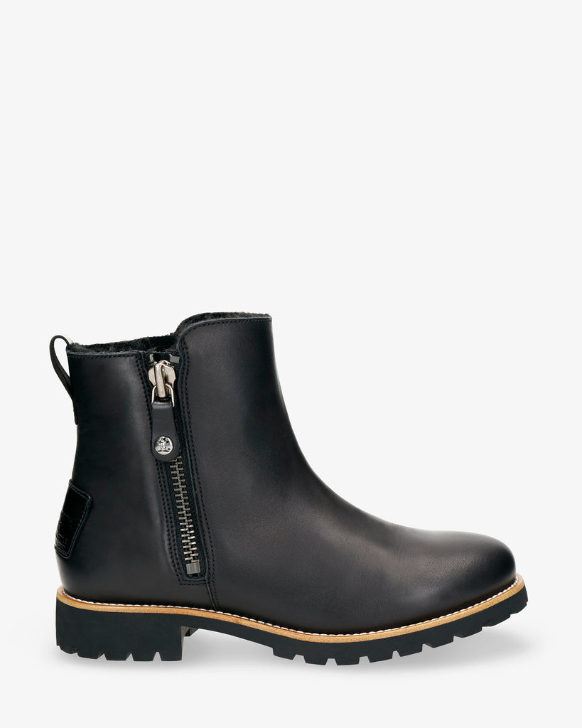 Fiore Trav botas de piel con forro interior de pelo. negro