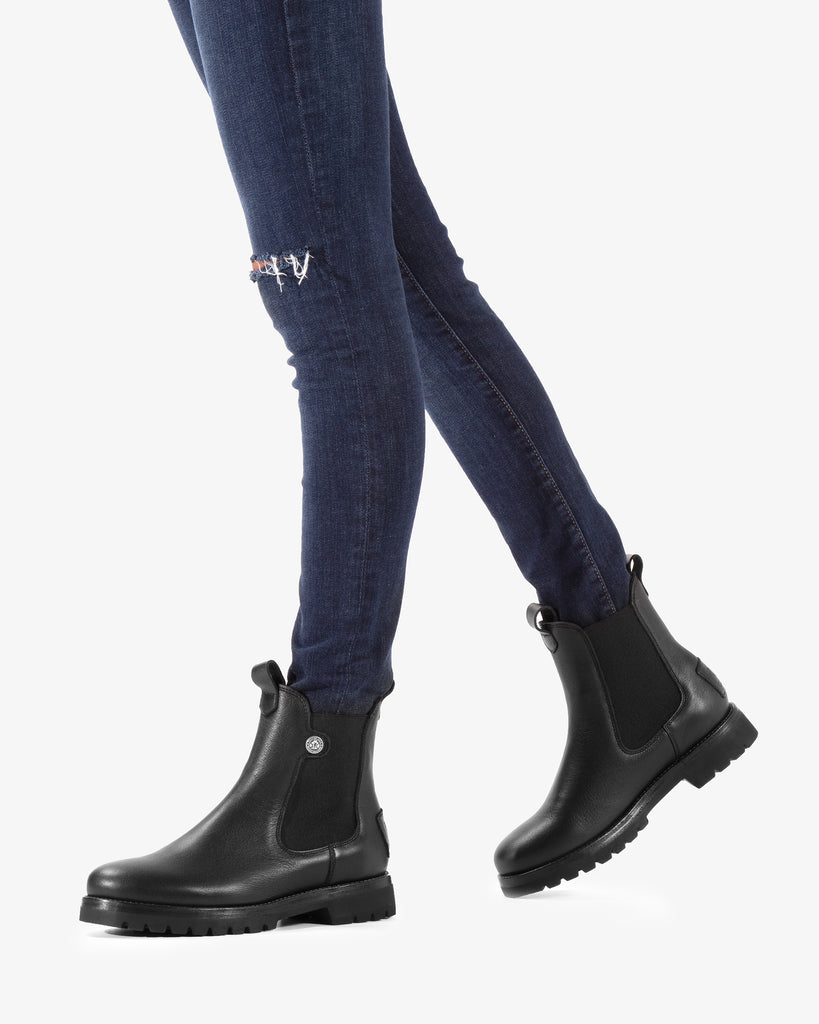 Francesca botines de piel con forro interior de piel. negro