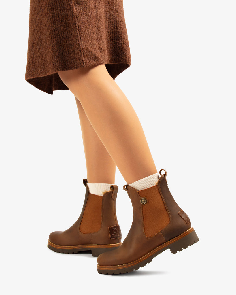 Francesca botas de piel con forro interior de pelo. cuero