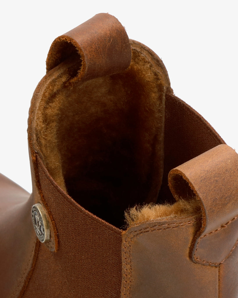 Francesca Igloo botines de piel con forro interior de pelo natural. cuero