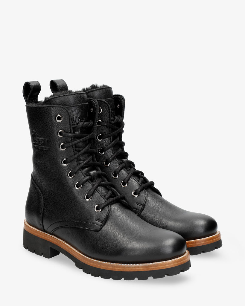 Frisia botas de piel con forro interior de pelo. negro