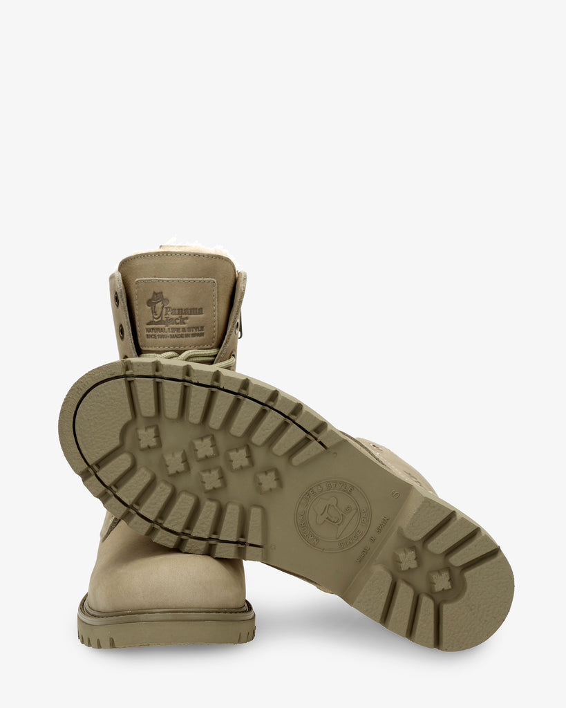 Frisia botas de piel con forro interior de pelo. kaki