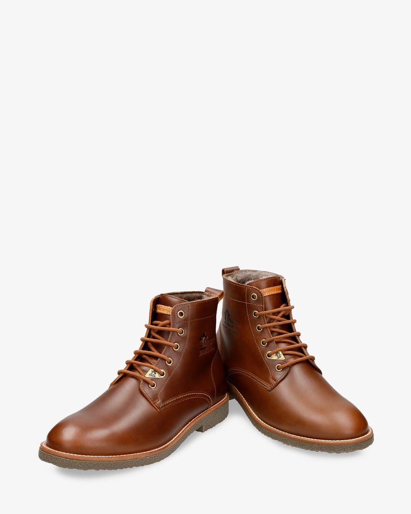 Glasgow Igloo botines de piel con forro interior de pelo natural. cuero