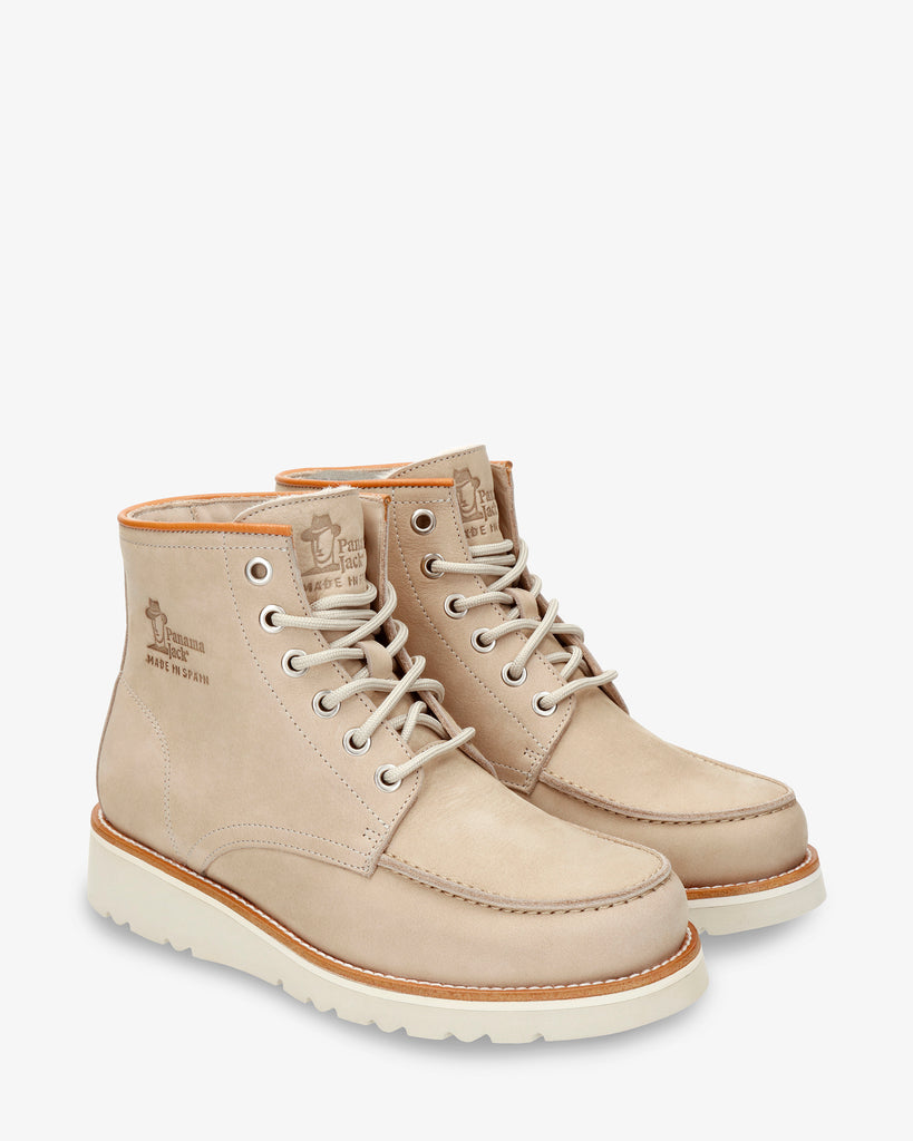 Karen botín de piel con forro interior de pelo. crudo