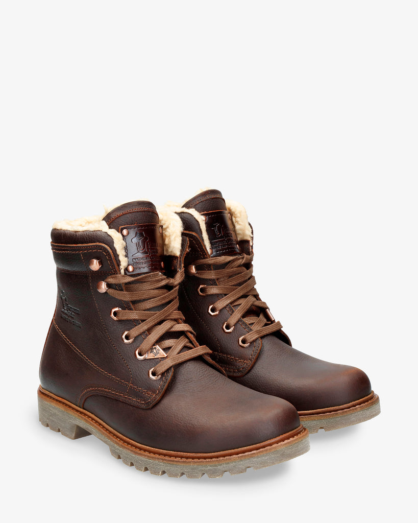 P03 Aviator botas de piel con forro interior de algodón. castaño