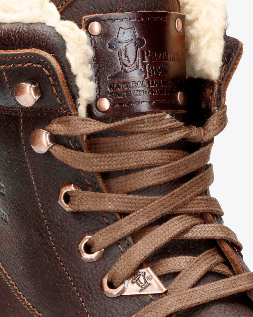 P03 Aviator botas de piel con forro interior de algodón. castaño