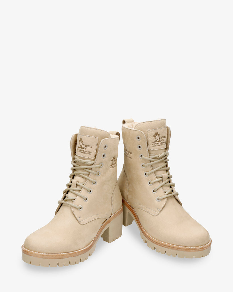 Padma botas de piel con forro interior de pelo. crudo