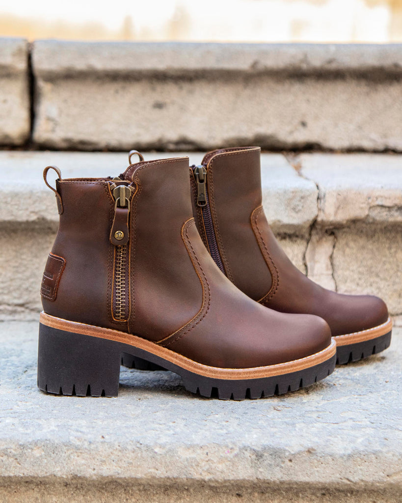 Pauline botín de piel con forro interior de piel. cuero