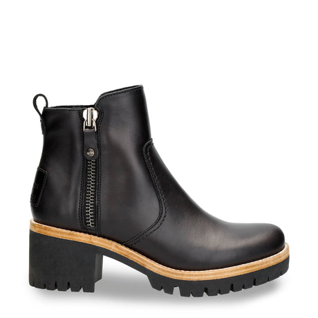 Pauline botín de piel con forro interior de piel. negro