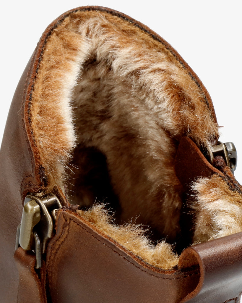 Pauline botines de piel con forro interior de pelo. cuero