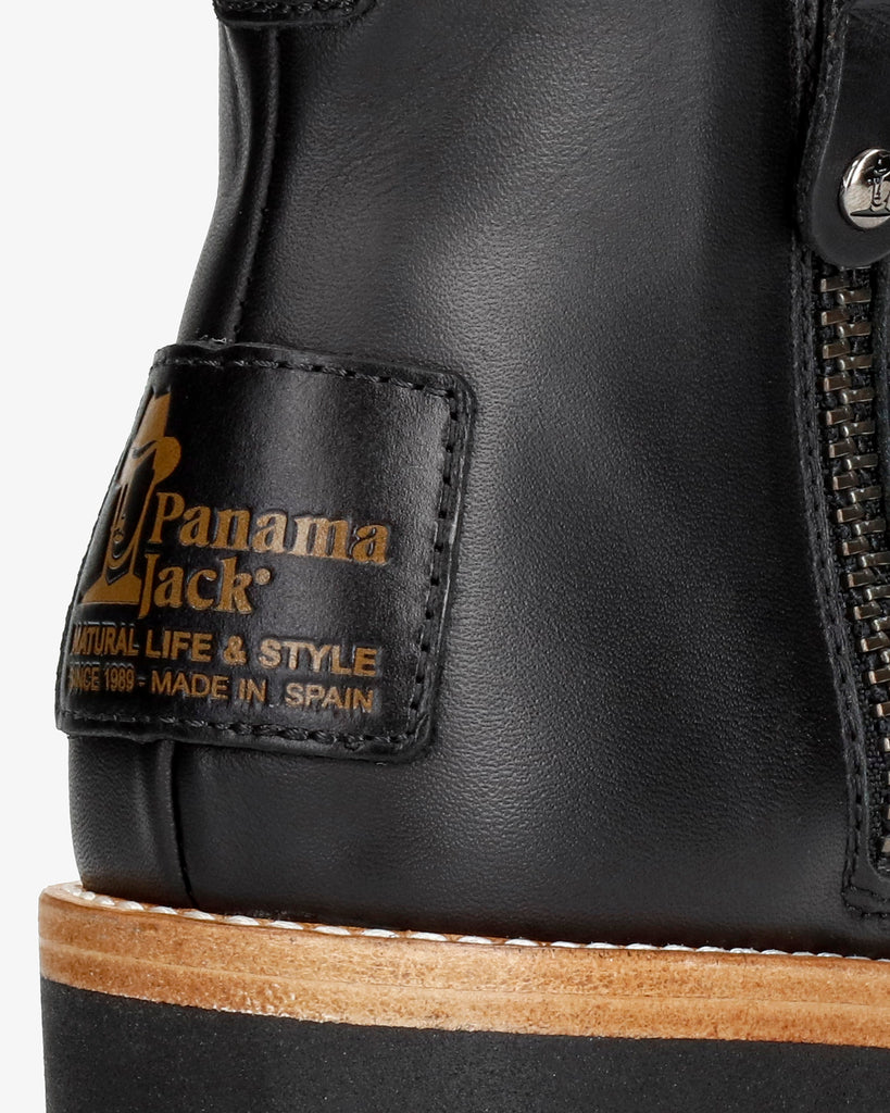 Pauline Igloo Trav botines de piel con forro interior de pelo natural. negro