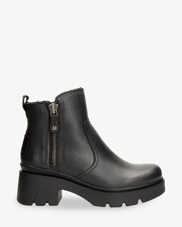Phuket botas de piel con forro interior de pelo. negro