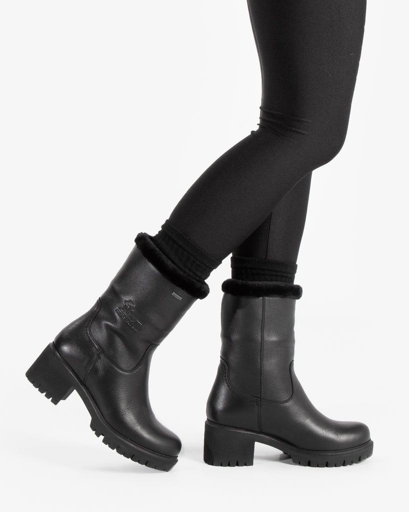 Piola Gtx botas de piel con forro interior de gore-tex® negro