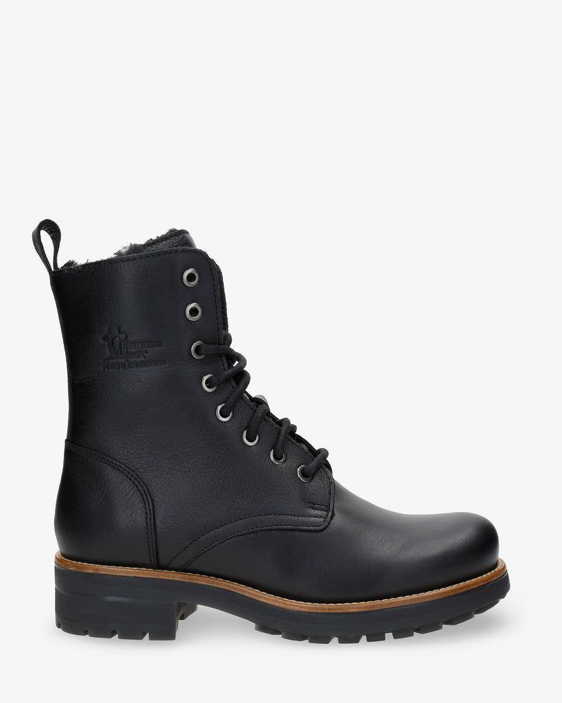 Renee botas de piel con forro interior de pelo. negro