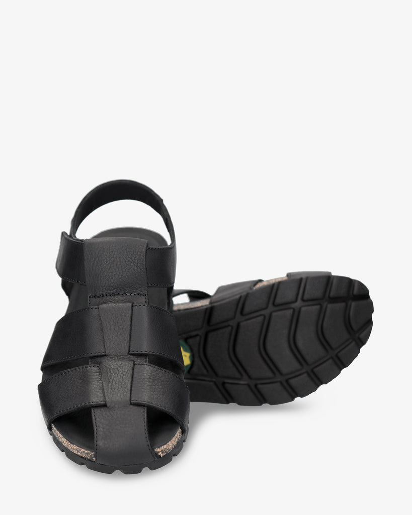 Stanley sandalias de piel con forro interior de piel. negro