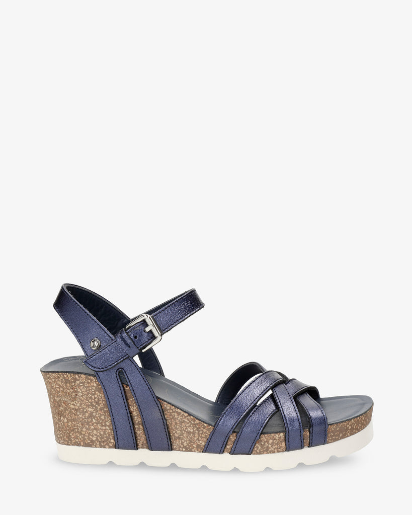 Vera Shine sandalias de piel con forro interior de piel. marino